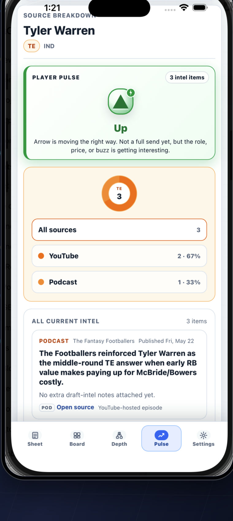 Pulse Draft Kit iPhone Source Breakdown screenshot